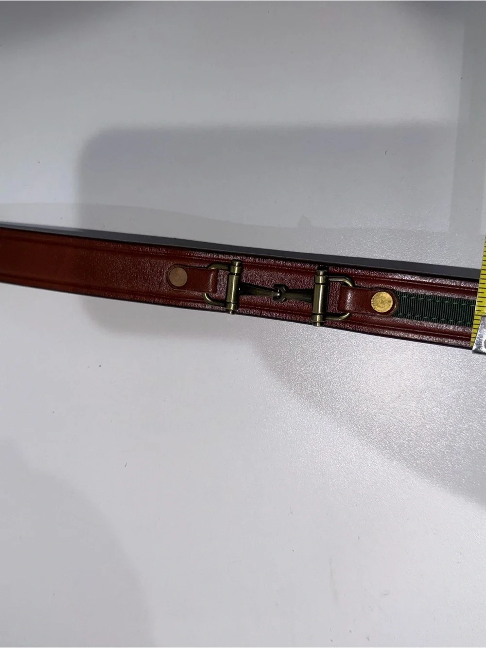 Tory English Bridle Green Brown Leather HorseBit Belt Brass Equestrian Women 28